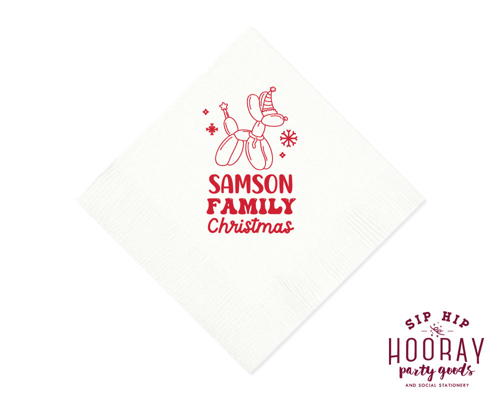 Balloon Animal Family Christmas Napkins