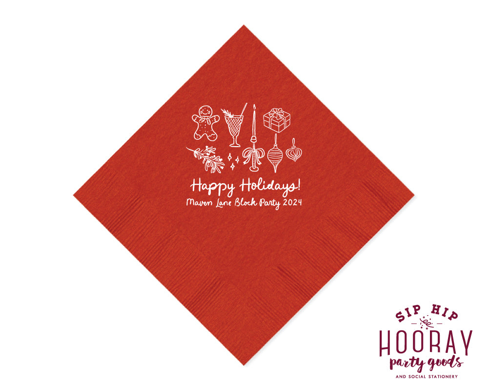 Happy Holidays Christmas Napkins