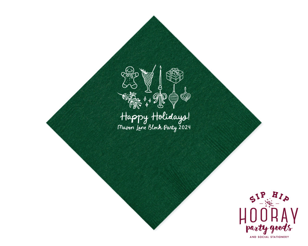 Happy Holidays Christmas Napkins