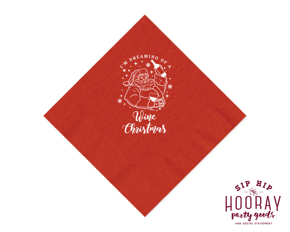 Dreaming of a Wine Christmas Napkins