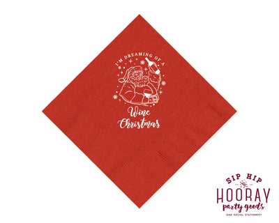 Dreaming of a Wine Christmas Napkins