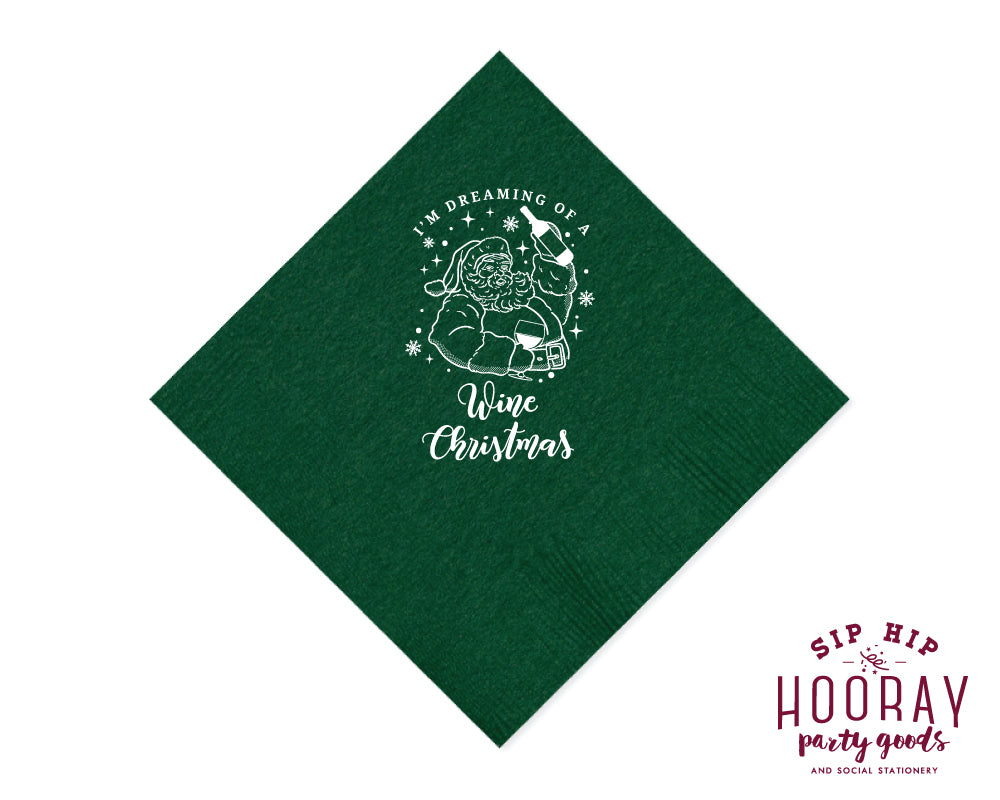 Dreaming of a Wine Christmas Napkins