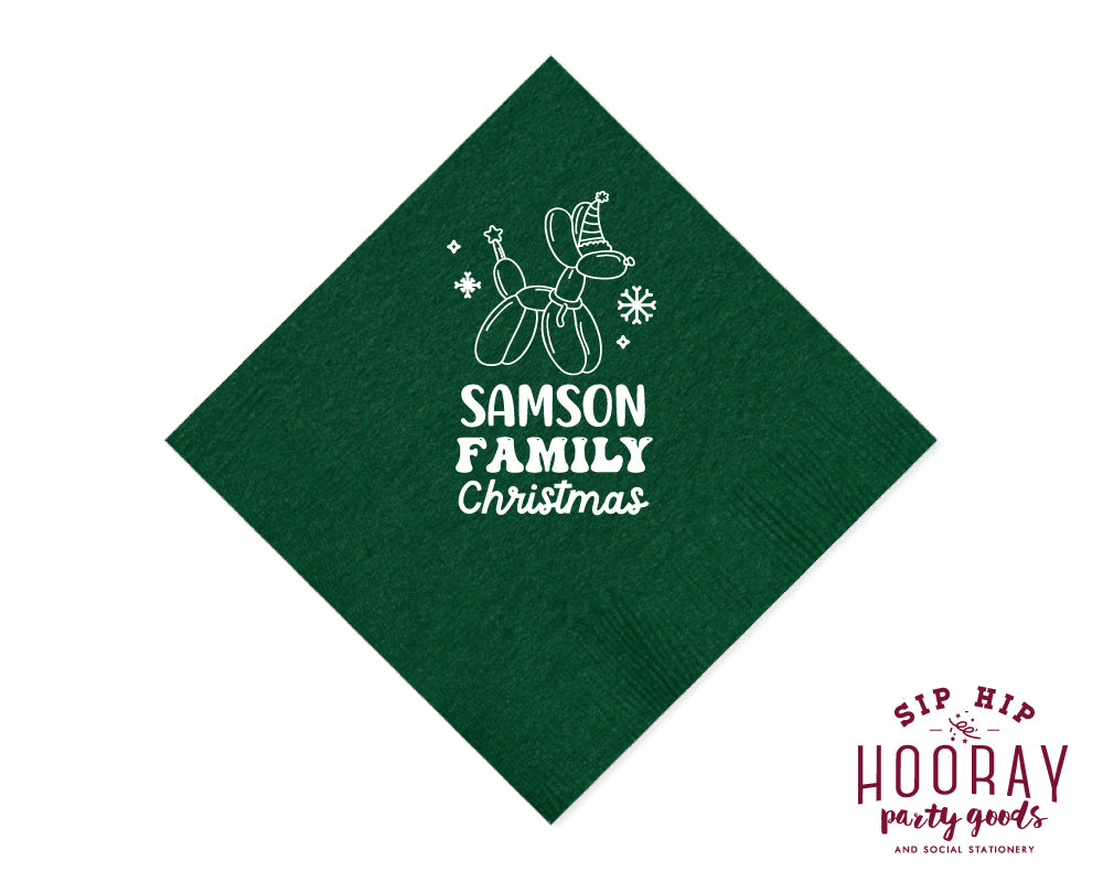 Balloon Animal Family Christmas Napkins