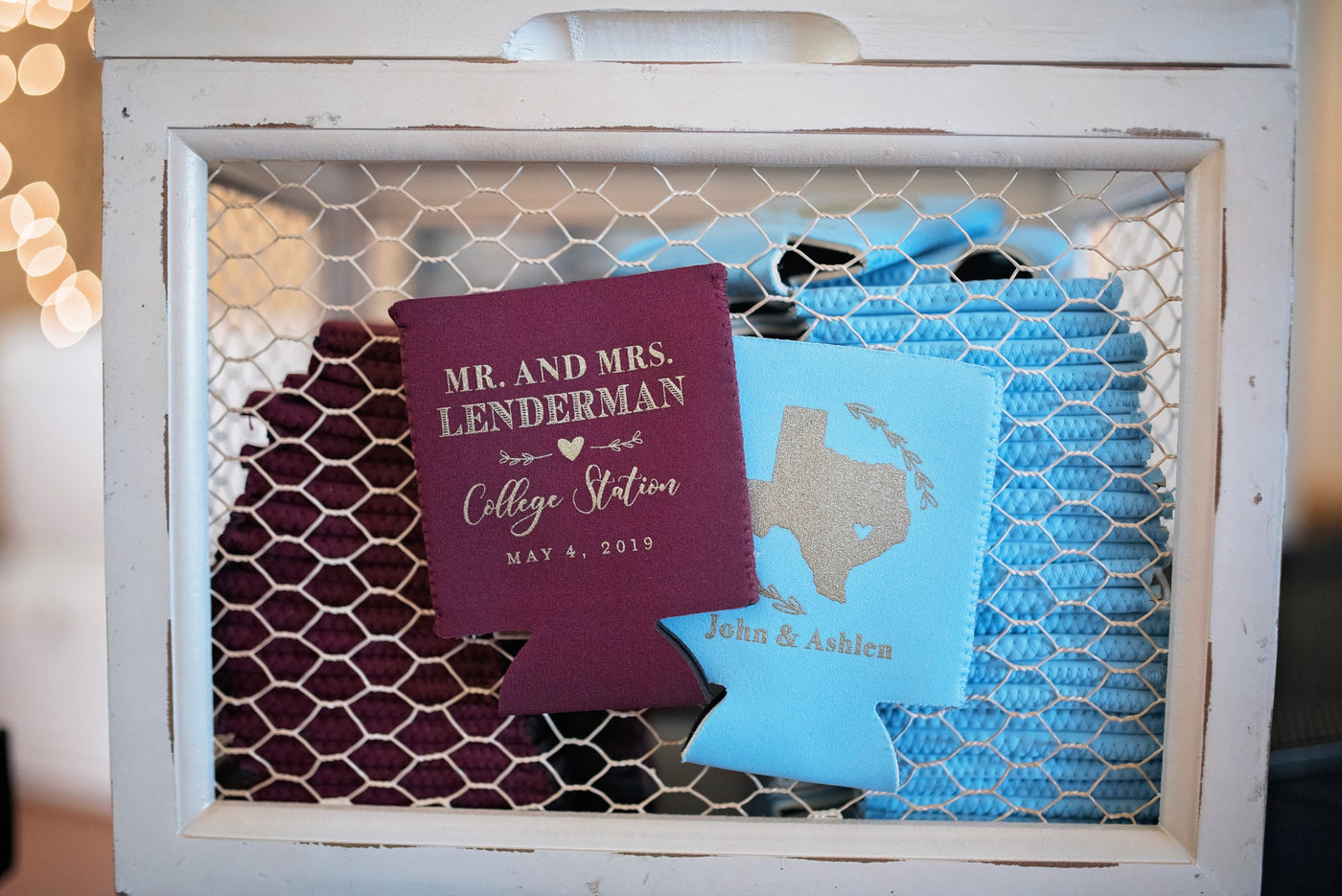 State Design and Last Name Wedding Can Cooler