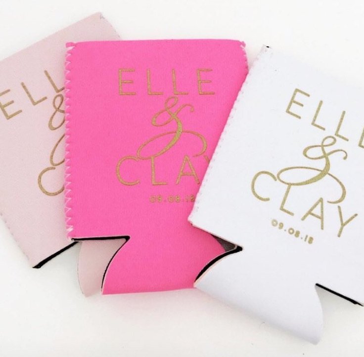 First Names Wedding Neoprene Can Coolers