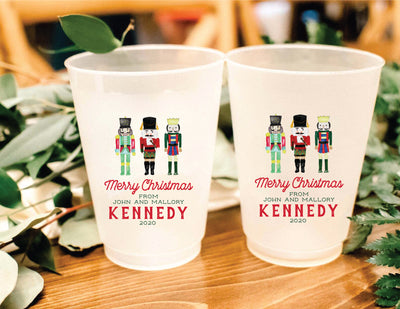 Nutcracker Merry Christmas Full Color Frosted Cups