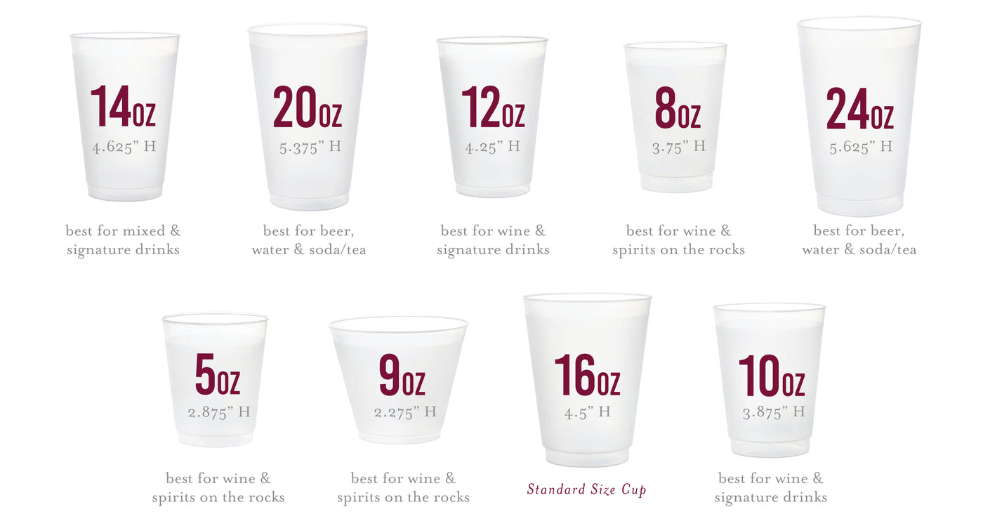 All Sizes of Custom Frosted Cups