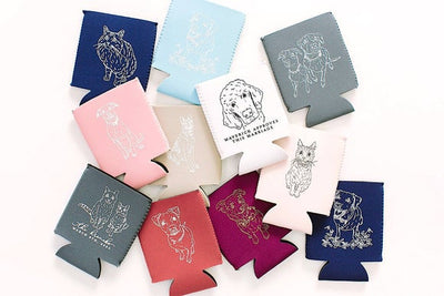 Custom Pet Drawing Neoprene Can Coolers