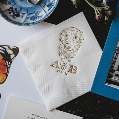 Cheers! Dog Drawing Pet Portrait Wedding Beverage Napkins