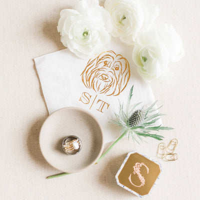 Cheers! Dog Drawing Pet Portrait Wedding Beverage Napkins