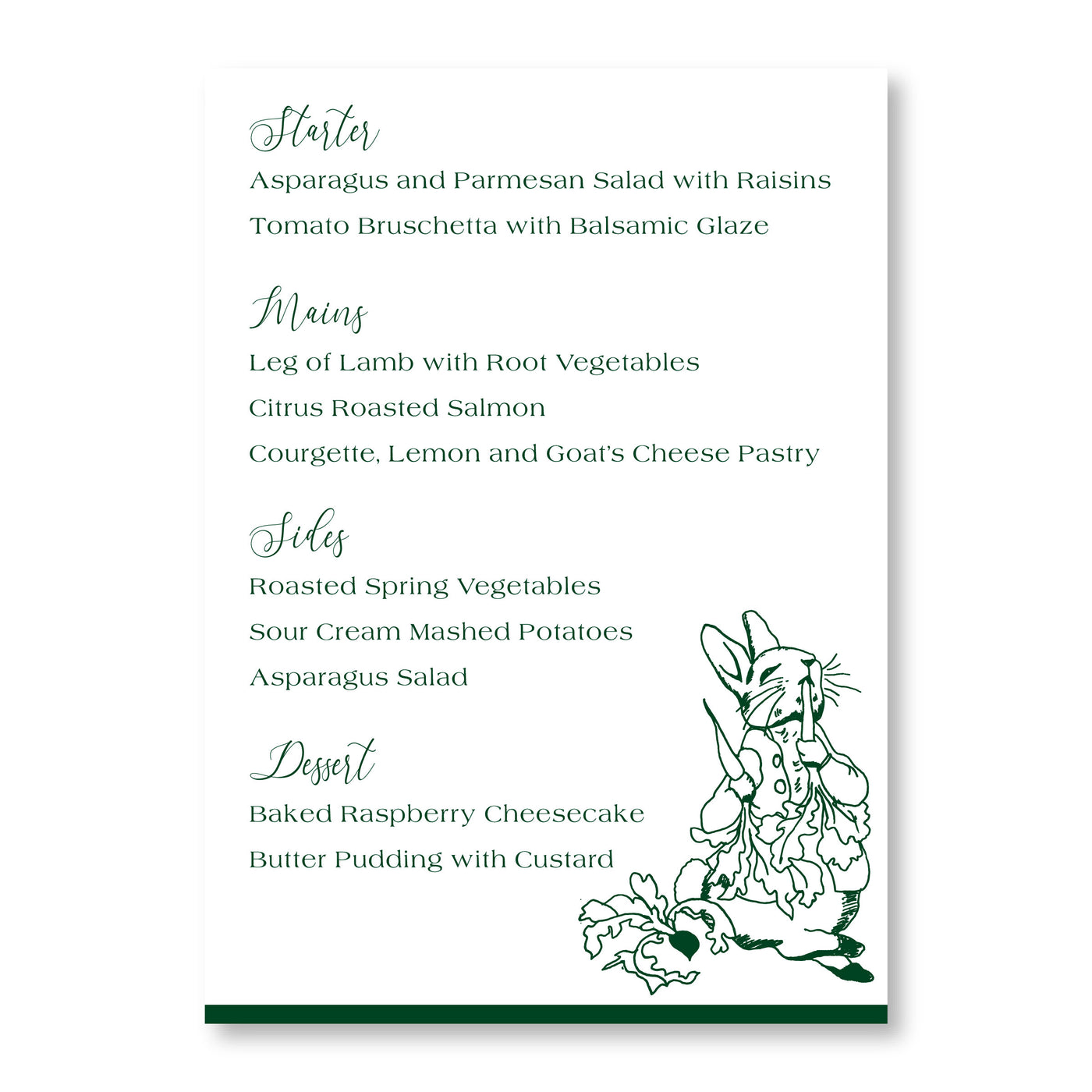 Peter Rabbit Whimsical Easter Menu