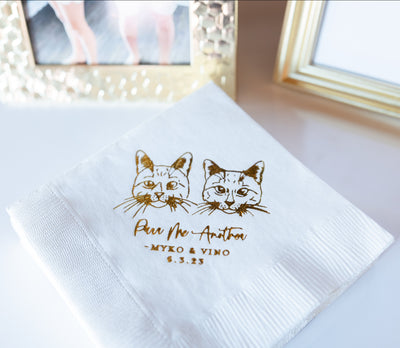 Cheers! Dog Drawing Pet Portrait Wedding Beverage Napkins