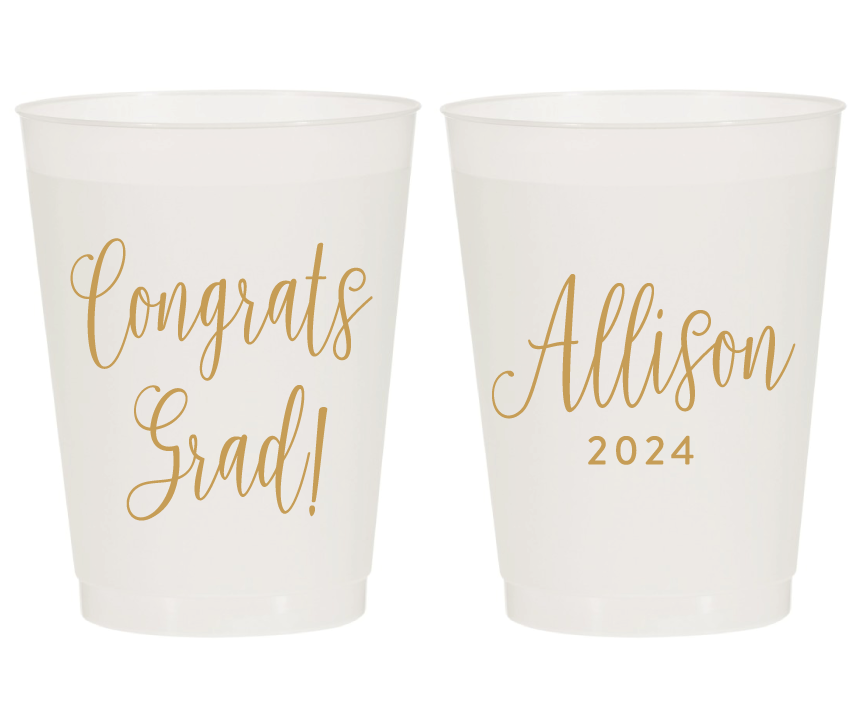 Script Congrats Grad Graduation Party Frosted Cups