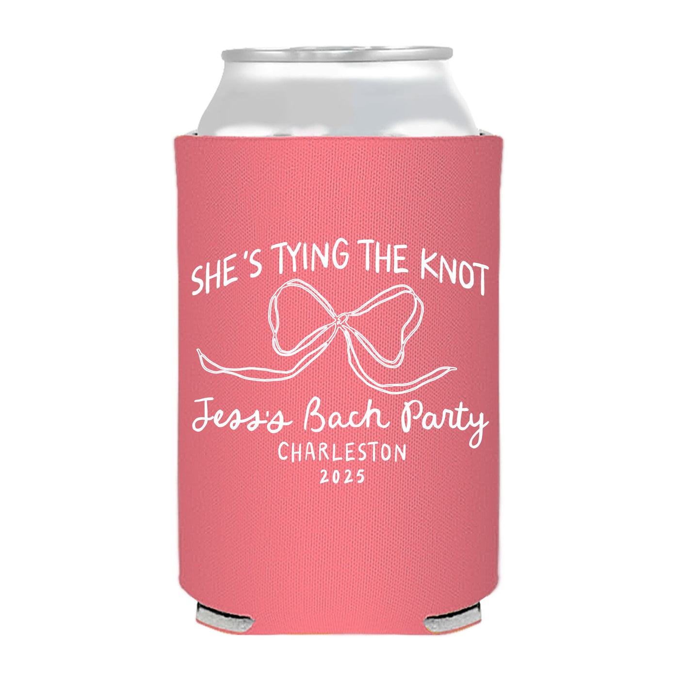 She's Tying The Knot Bow Bachelorette Can Coolers