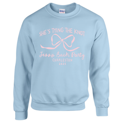 She's Tying The Knot Bow Bachelorette Party Sweatshirt