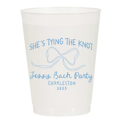 She's Tying The Knot Bow Bachelorette Party Frosted Cups