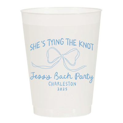 She's Tying The Knot Bow Bachelorette Party Frosted Cups