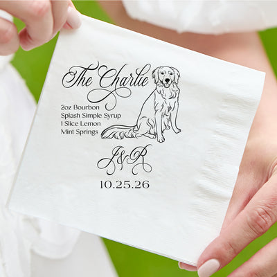 Signature Drink Design Pet Drawing Cocktail Napkins
