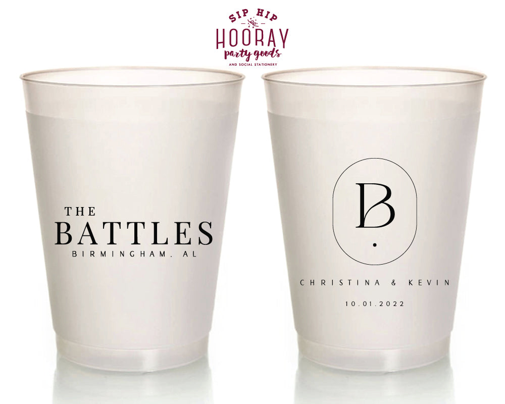 Simple Modern Initial Monogram Wedding Frosted Cup, #3003