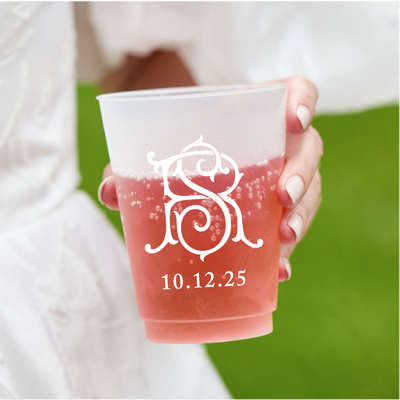 Simple Mongram Wedding Frosted Cups