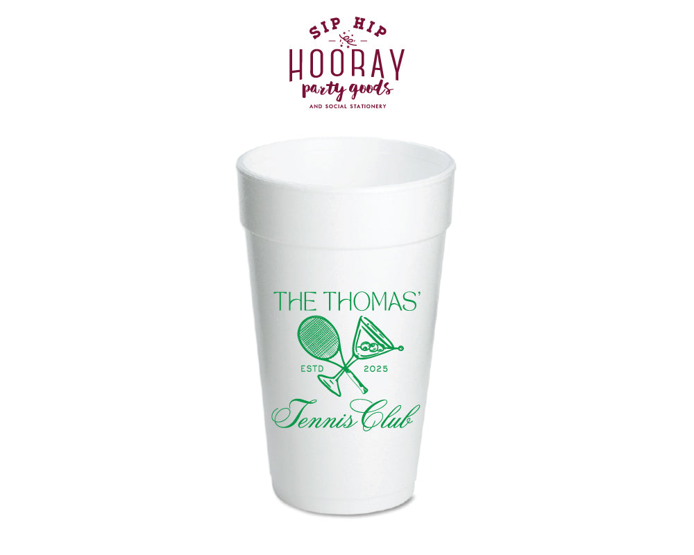 Custom Tennis Club Foam Cups