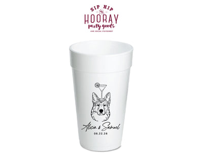 German Shepard Drawing Wedding Foam Cups