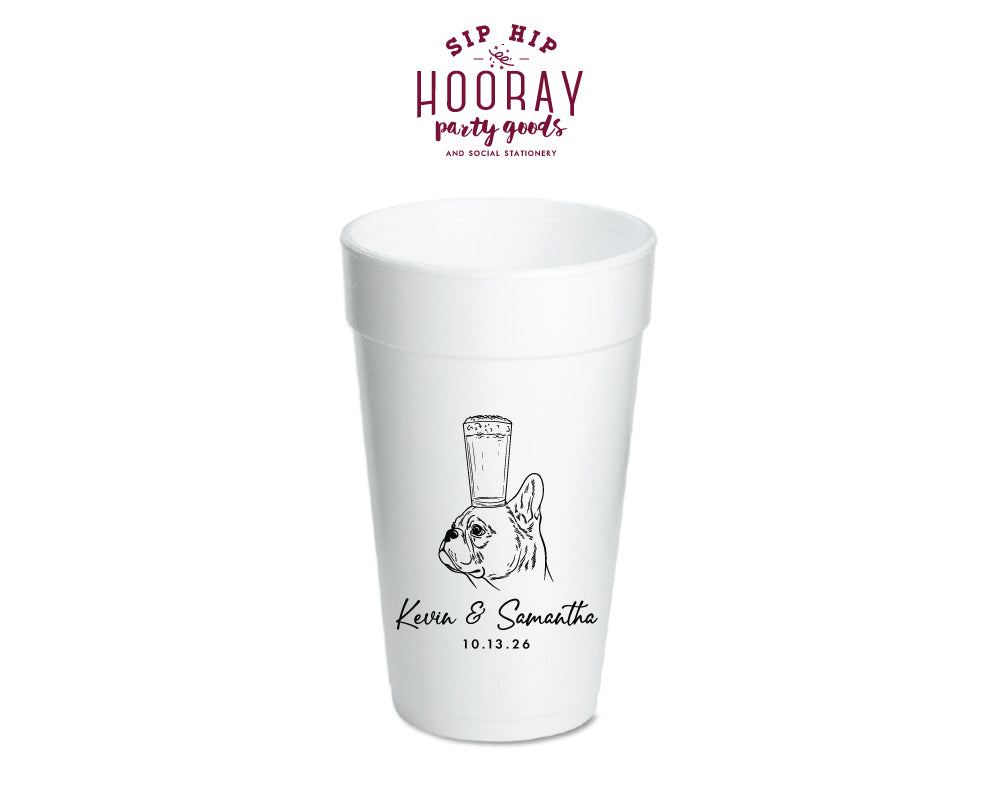 French Bulldog Wedding Foam Cups