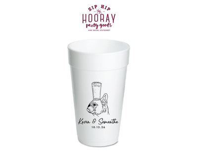 French Bulldog Wedding Foam Cups