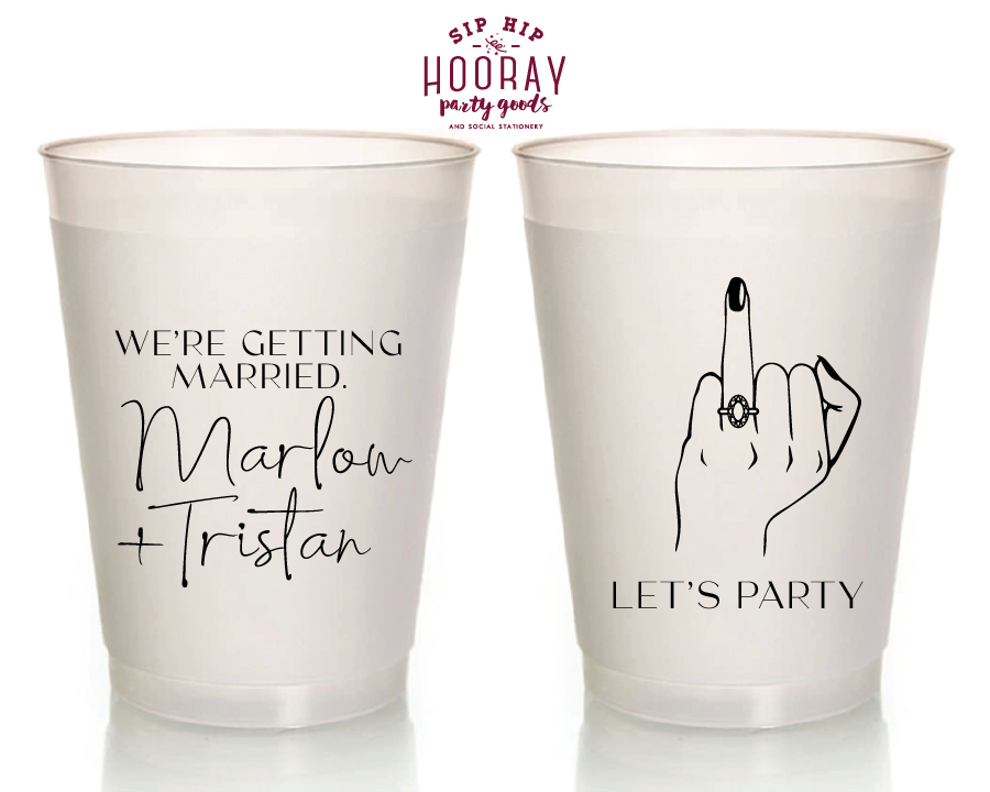 Ring Finger Engagement Party Custom Frosted Cups