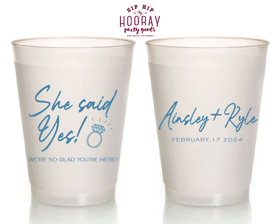 She Said Yes Ring Engagement Party Custom Frosted Cups