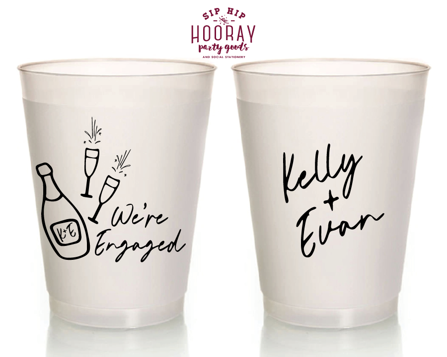 We're Engaged Engagement Party Custom Frosted Cups