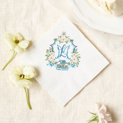 Full Color Wedding Crest Cocktail Napkins