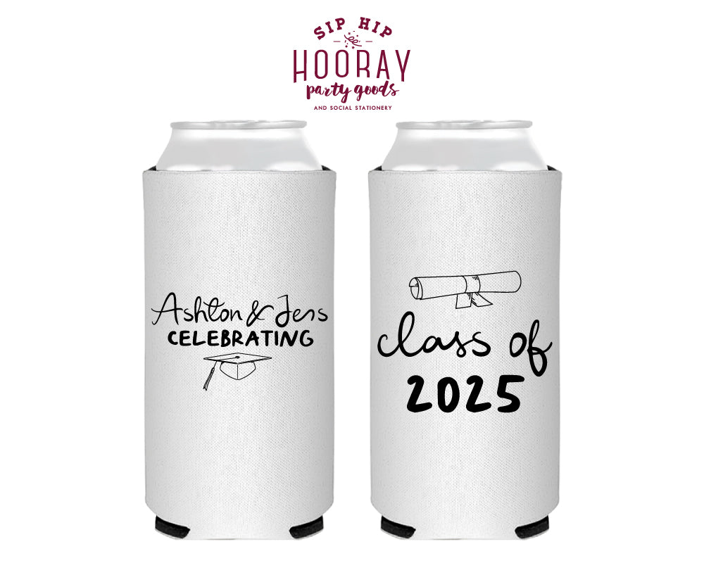 Custom College Graduation Slim Foam Can Coolers