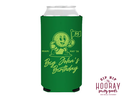 Personalized Golf Birthday Party Slim Can Coolers