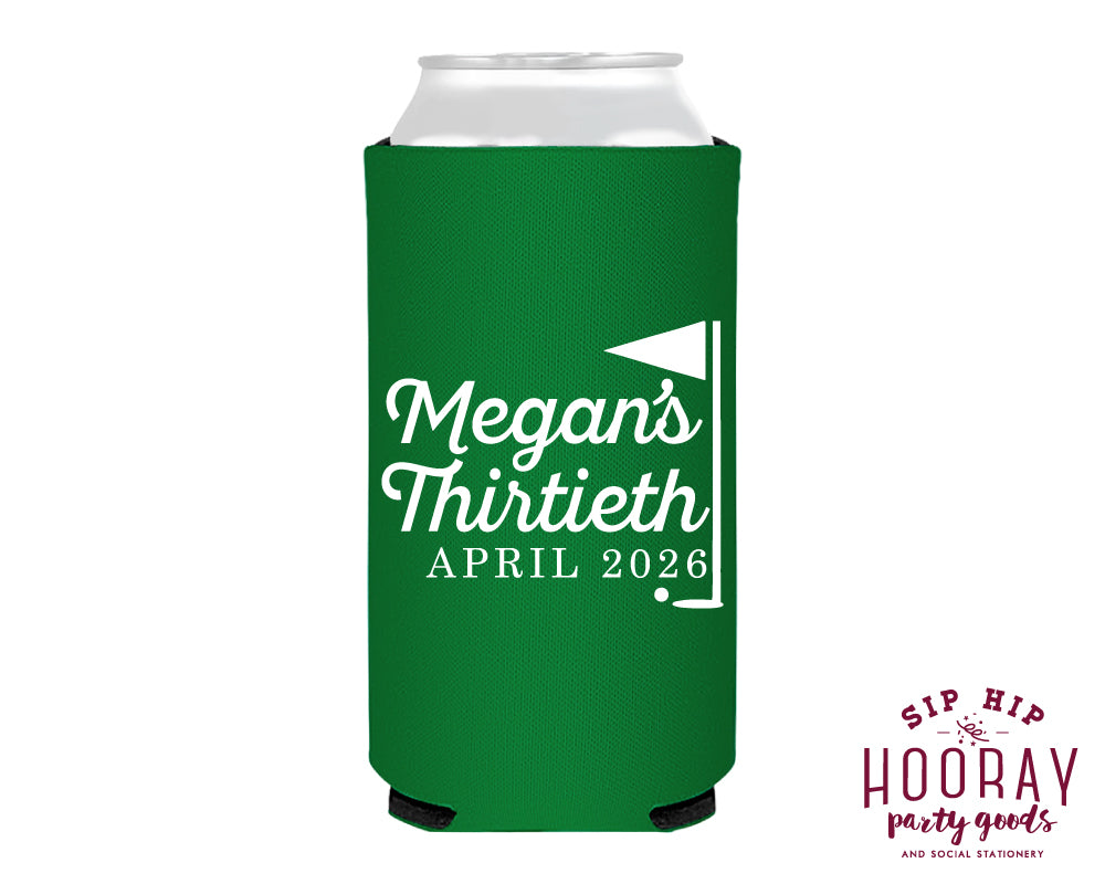 Thirtieth Golf Birthday Party Custom Slim Can Coolers
