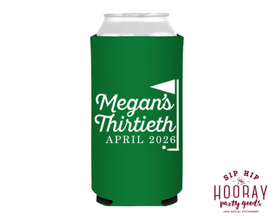 Thirtieth Golf Birthday Party Custom Slim Can Coolers