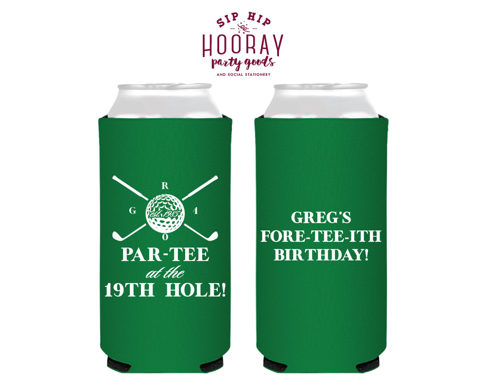 Par-Tee At The 19th Hole Birthday Golf Slim Can Coolers
