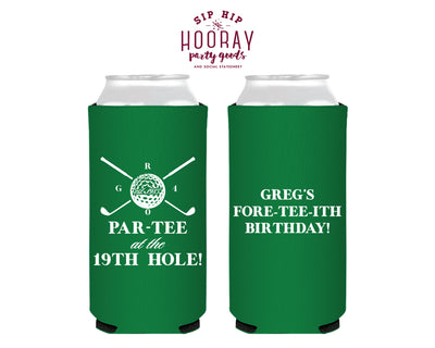 Par-Tee At The 19th Hole Birthday Golf Slim Can Coolers