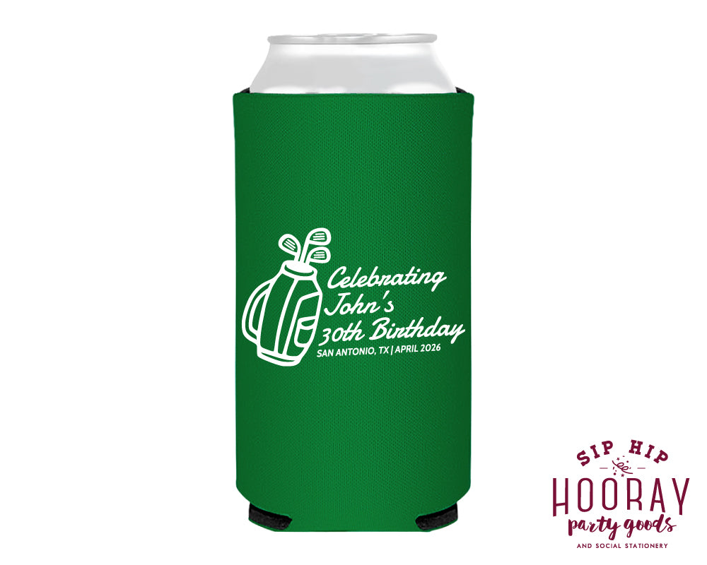Custom Golf Bag Birthday Slim Can Coolers