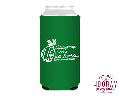Custom Golf Bag Birthday Slim Can Coolers