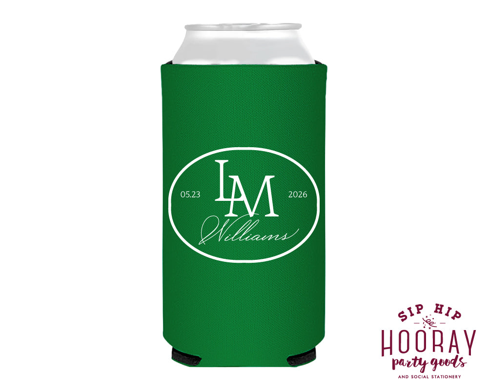 Personalized Wedding Golf Monogram Slim Can Coolers