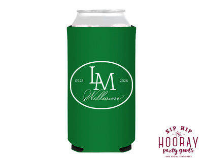 Personalized Wedding Golf Monogram Slim Can Coolers