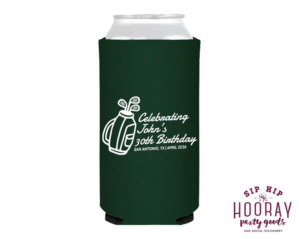 Custom Golf Bag Birthday Slim Can Coolers