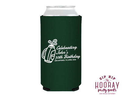 Custom Golf Bag Birthday Slim Can Coolers