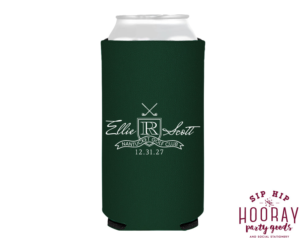Personalized Golf Wedding Monogram Slim Can Coolers