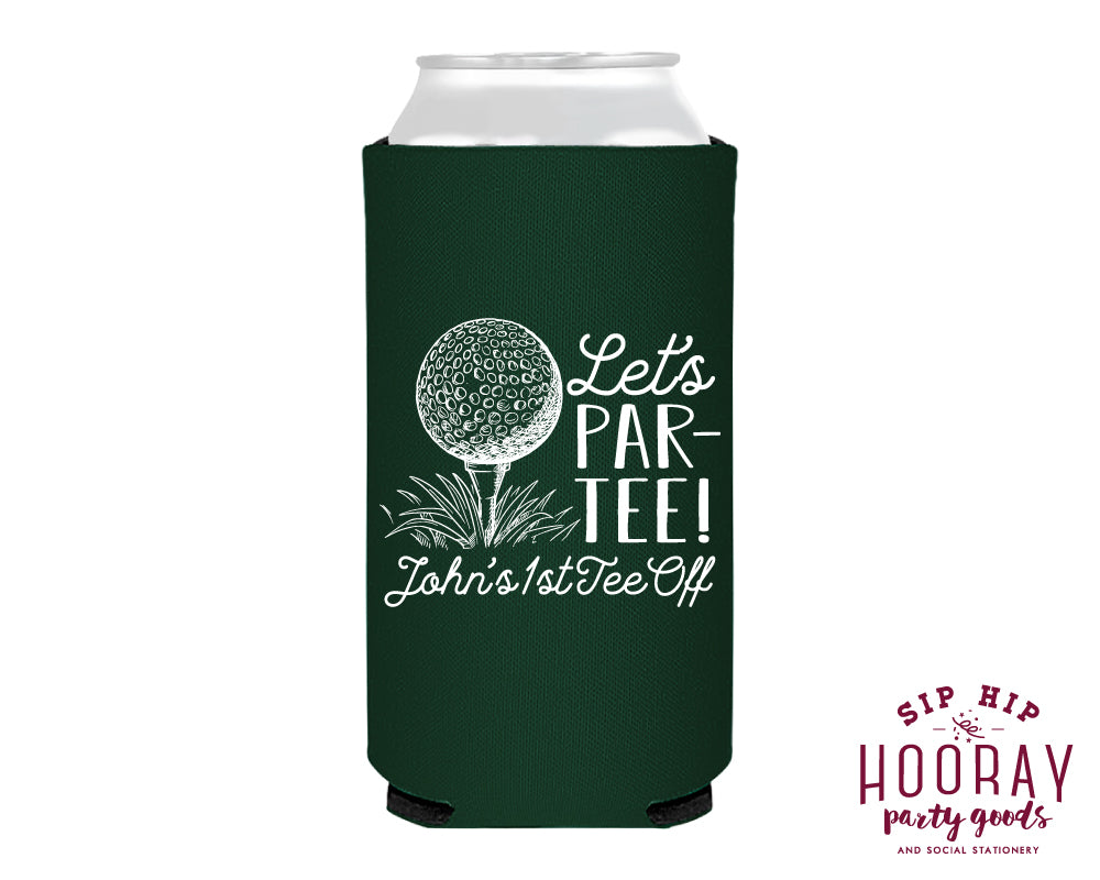Custom Let's Par Tee First Birthday Slim Can Coolers