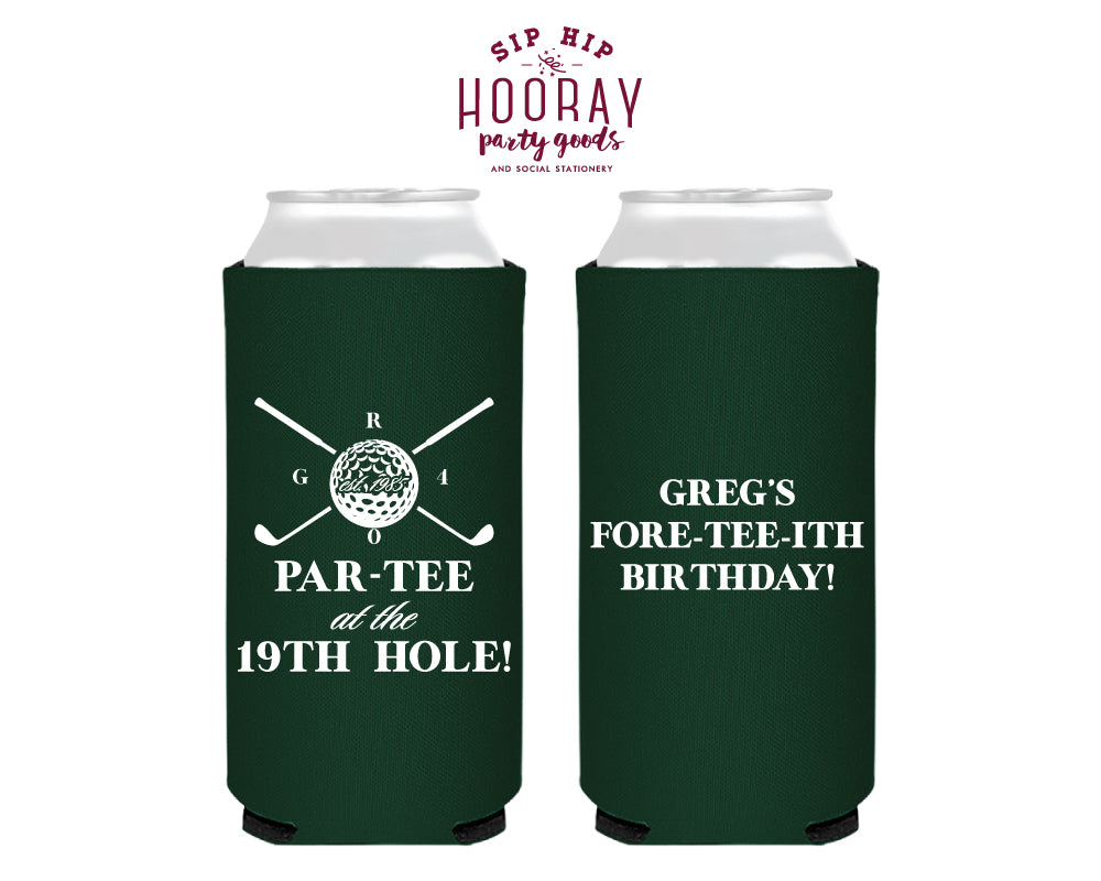 Par-Tee At The 19th Hole Birthday Golf Slim Can Coolers