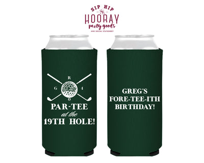 Par-Tee At The 19th Hole Birthday Golf Slim Can Coolers
