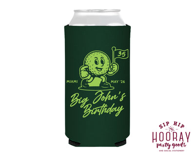 Personalized Golf Birthday Party Slim Can Coolers