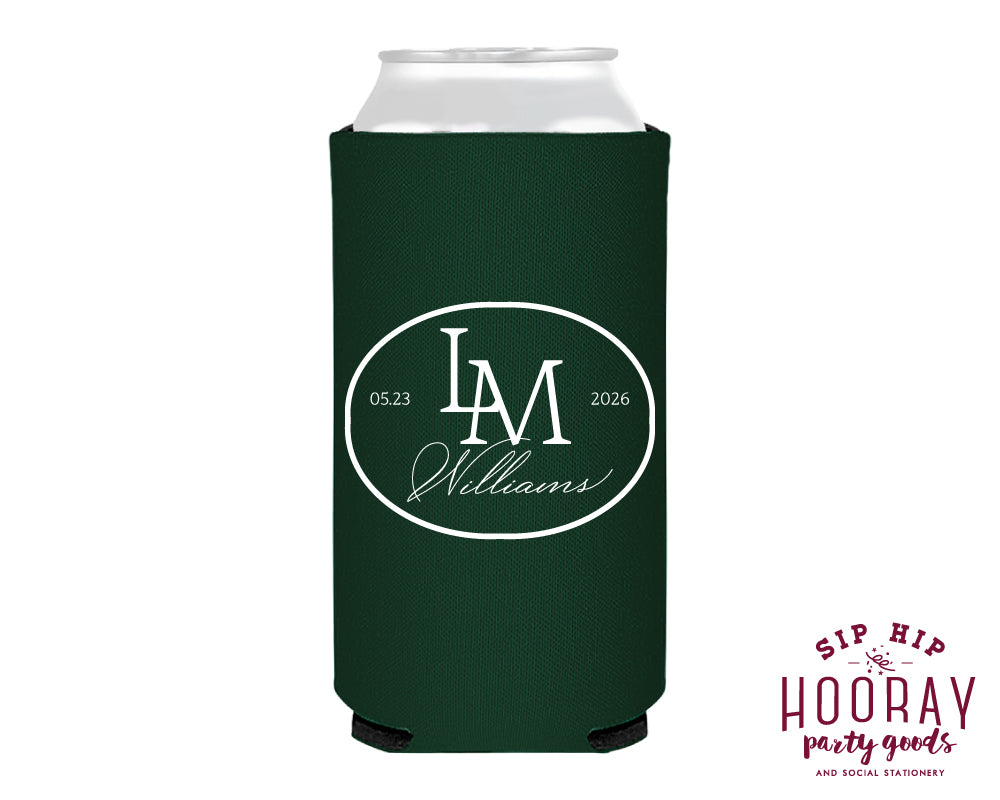 Personalized Wedding Golf Monogram Slim Can Coolers